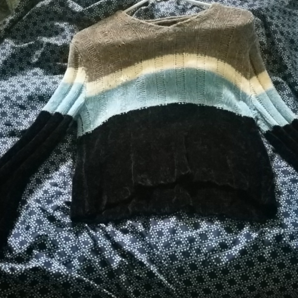 Striped chenille sweater